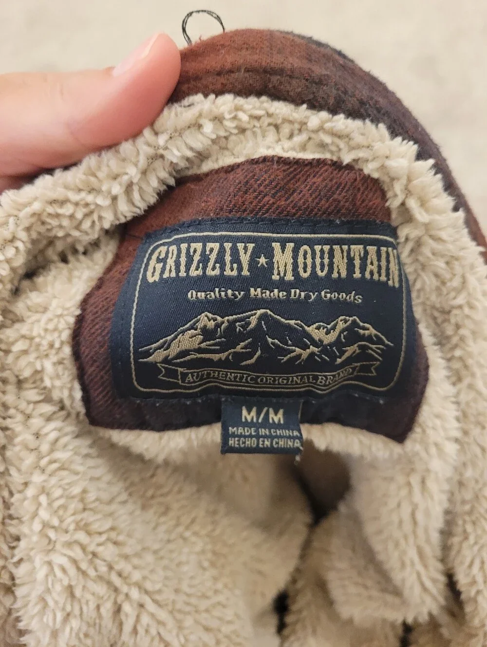 Grizzly Mountain Mens Sherpa Lined Button Up Flannel Jacket Size Medium